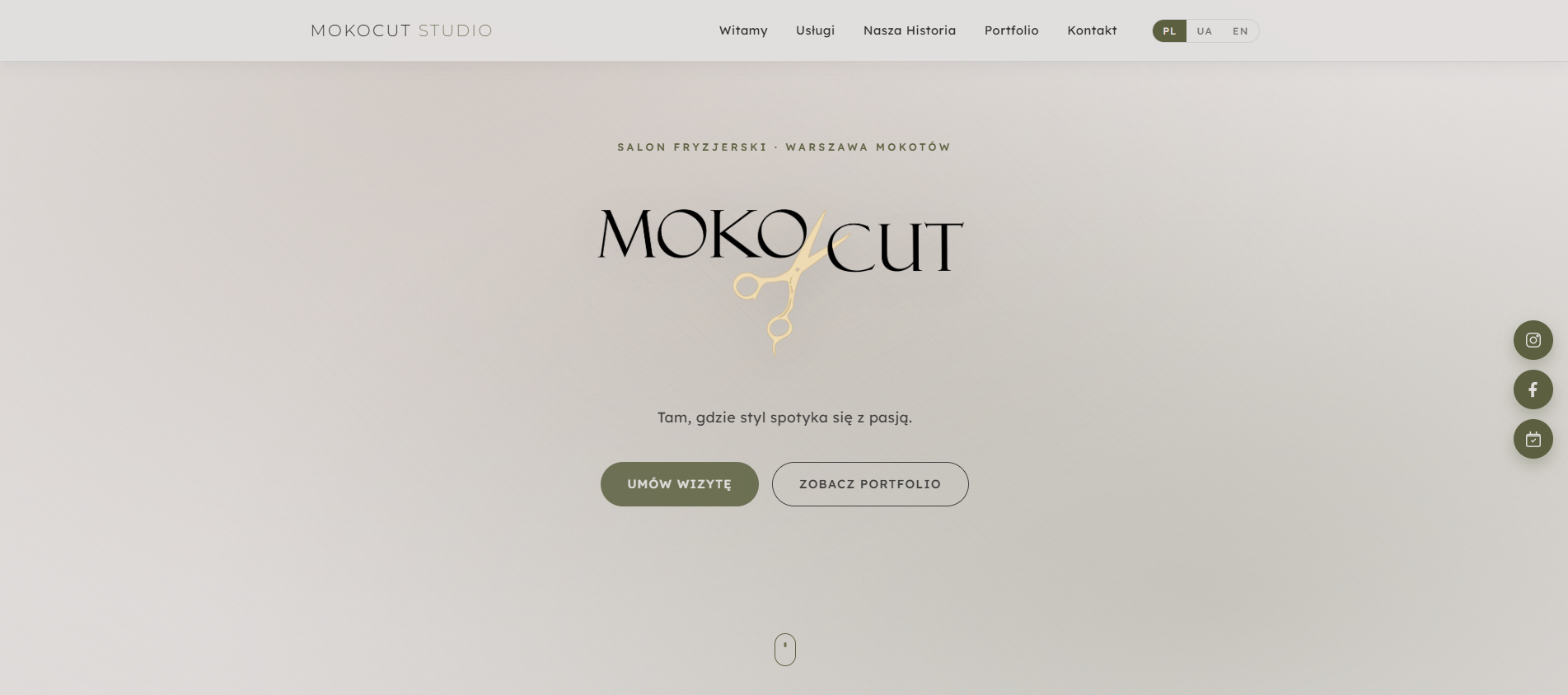 MokoCut Studio — strona salonu fryzjerskiego